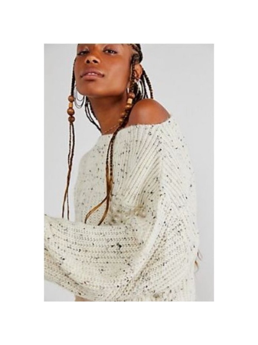 Free People new dream cookies & cream pullover Off-the-Shoulder Knit Sweater